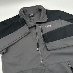 The North Face Boys XL 18/20 Gray Black Apex Bionic Softshell Fleece Jacket READ